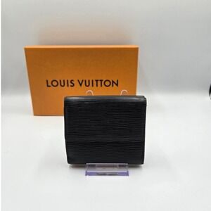 Louis Vuitton Black Epi Leather Compact Bifold Wallet Authentic Designer